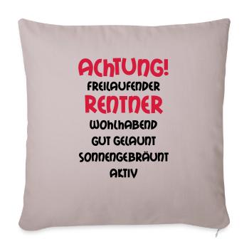 Warning freewheeling retirees, wealthy, well- - Sofa pillowcase 17,3'' x 17,3'' (45 x 45 cm) - light taupe - Front
