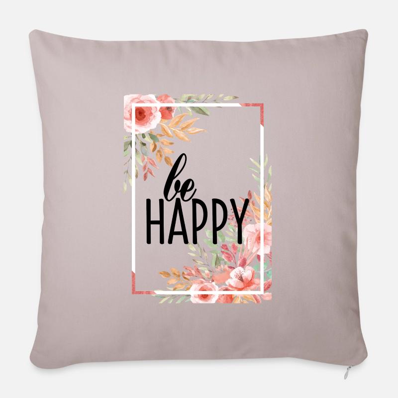 BE HAPPY - Sofakissenbezug 45 x 45 cm - helles Taupe