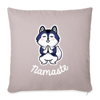 Husky Namaste Yoga Chien Malamute - Housse de coussin décorative 45 x 45 cm - taupe clair - Devant