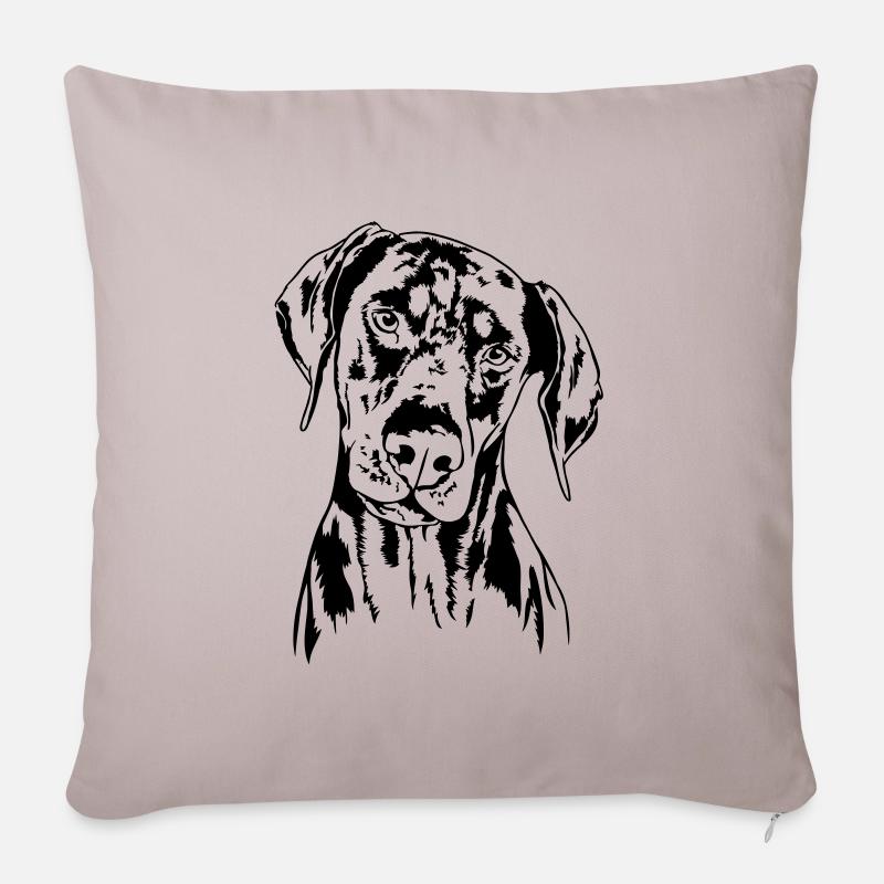 DOBERMANN Doberman Pinscher Hundeportrait Wilsigns - Sofakissenbezug 45 x 45 cm - helles Taupe