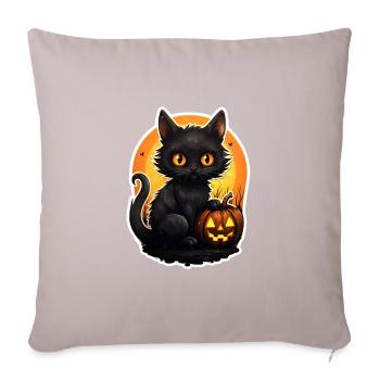 Halloween black cat with pumpkin - Sofa pillowcase 17,3'' x 17,3'' (45 x 45 cm) - light taupe - Front
