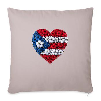 Puerto Rico Flowers Heart - Sofa pillowcase 17,3'' x 17,3'' (45 x 45 cm) - light taupe - Front