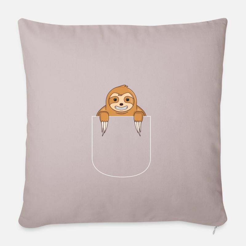Faultier in der Tasche - Sofakissenbezug 45 x 45 cm - helles Taupe
