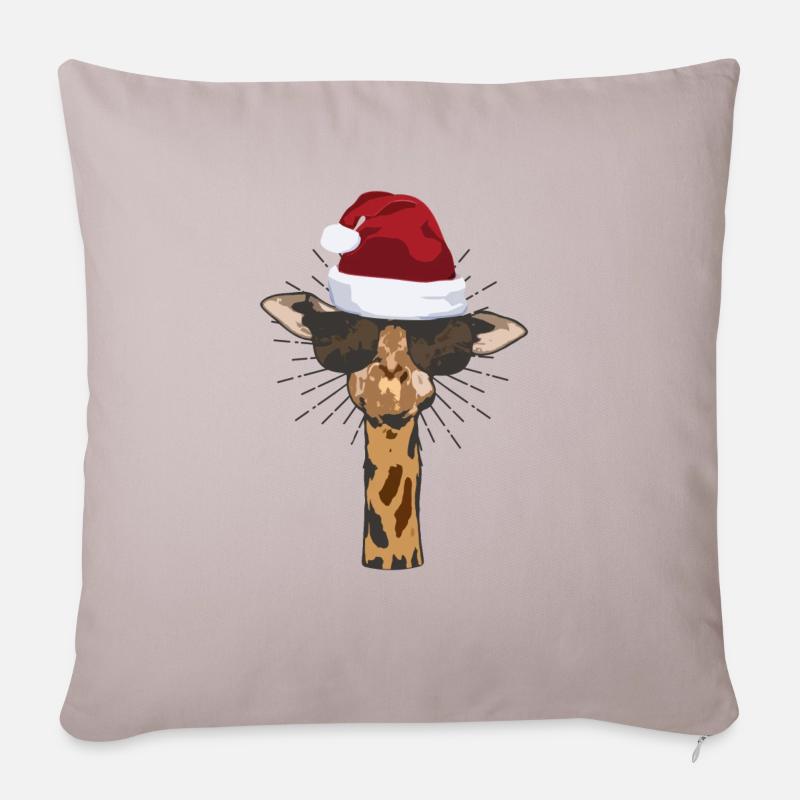 girafe de noel - Housse de coussin décorative 45 x 45 cm - taupe clair