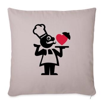 koch_mit_herz_f2 - Housse de coussin décorative 45 x 45 cm - taupe clair - Devant