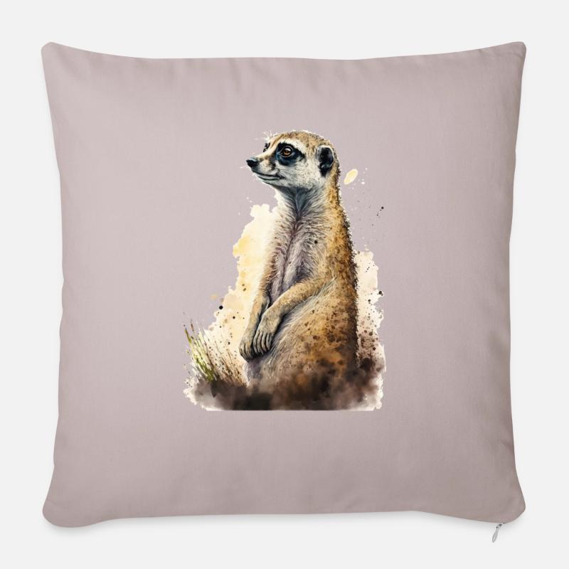 Süßes niedliches Erdmännchen - Sofakissenbezug 45 x 45 cm - helles Taupe
