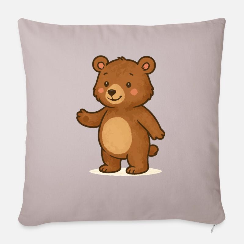 Bär Teddybär - Sofakissenbezug 45 x 45 cm - helles Taupe