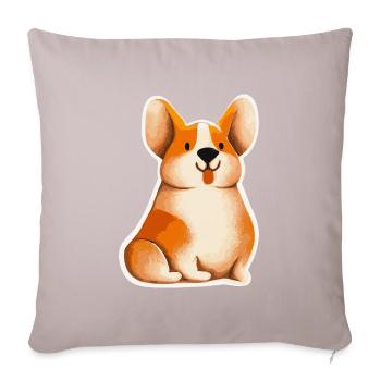 Corgi Playful Hund Welsh - Sofakissenbezug 45 x 45 cm - helles Taupe - Vorne