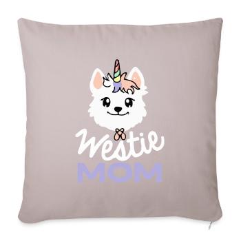 Westie Maman Licorne Chien West Highland White Terrie - Housse de coussin décorative 45 x 45 cm - taupe clair - Devant
