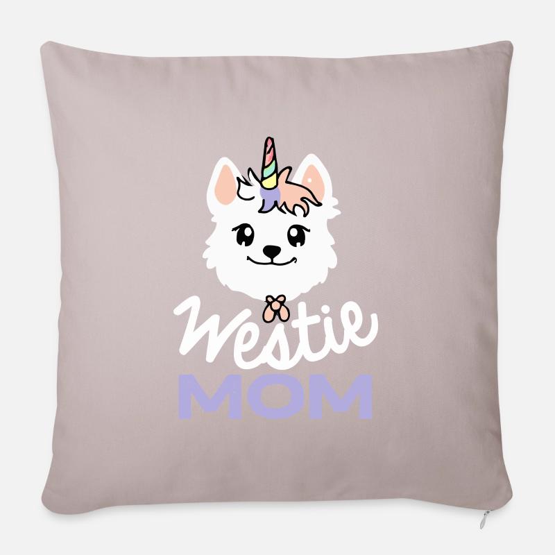 Westie Mom Einhorn Hund West Highland White Terrie - Sofakissenbezug 45 x 45 cm - helles Taupe