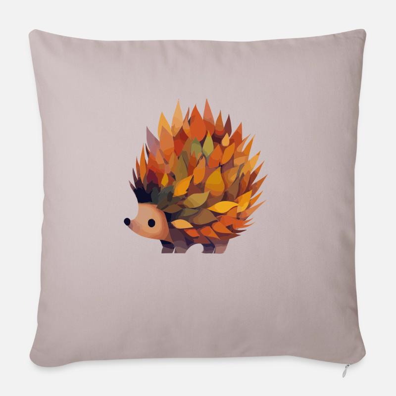 Hérisson d’automne à partir de feuilles - Housse de coussin décorative 45 x 45 cm - taupe clair