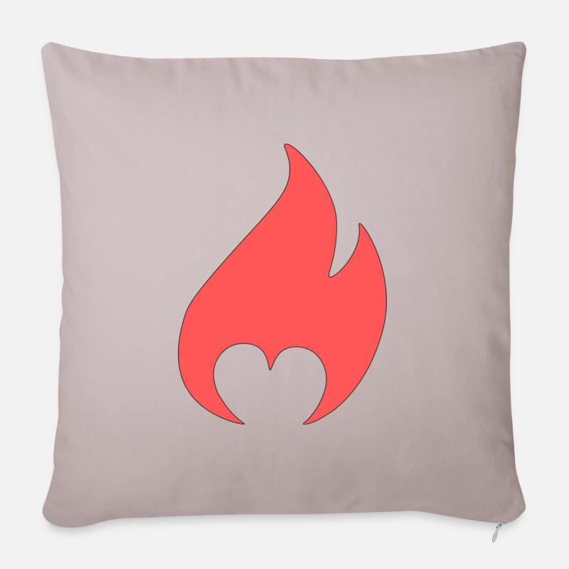 Flamme mit Herz - Sofakissenbezug 45 x 45 cm - helles Taupe