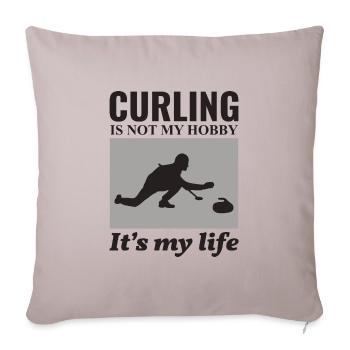 Curling Sweeping Fan Winter Ice Sport Curler Drôle - Housse de coussin décorative 45 x 45 cm - taupe clair - Devant