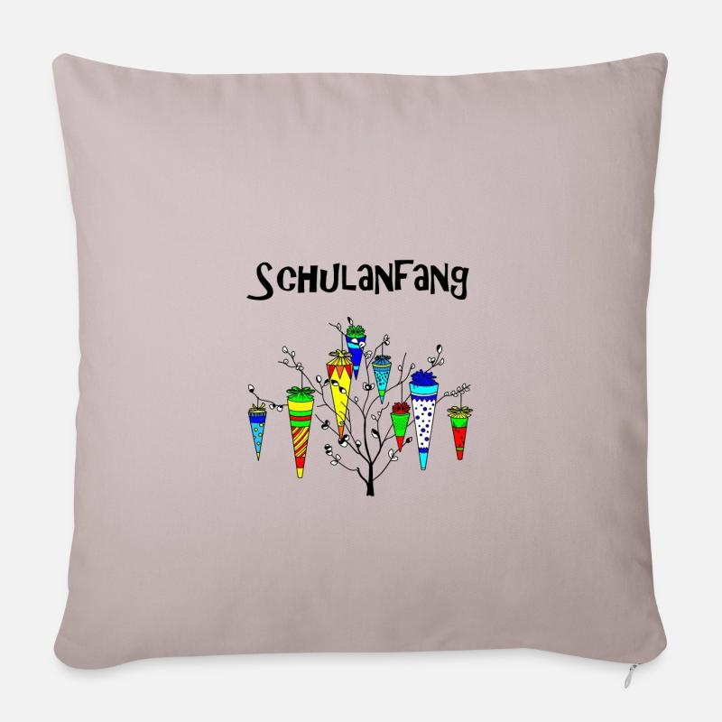 Schulanfang Einschulung Zuckertüten Baum - Sofakissenbezug 45 x 45 cm - helles Taupe