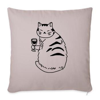 Alcool de vin de chat - Housse de coussin décorative 45 x 45 cm - taupe clair - Devant