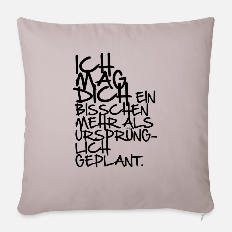 Ich mag dich ein bisschen mehr - Sofakissenbezug 45 x 45 cm - helles Taupe