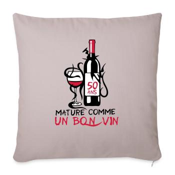 50 ans mature bouteille vin anniversaire - Housse de coussin décorative 45 x 45 cm - taupe clair - Devant