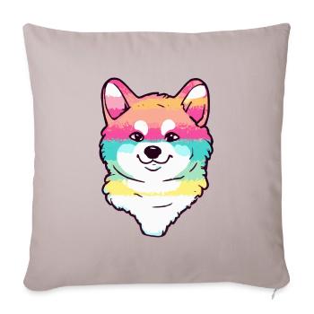 Rainbow Akita Inu Chien Chiot - Housse de coussin décorative 45 x 45 cm - taupe clair - Devant