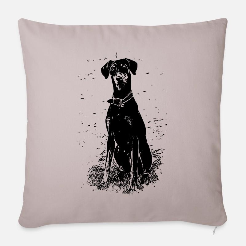 Dobermann Hunde - Sofakissenbezug 45 x 45 cm - helles Taupe