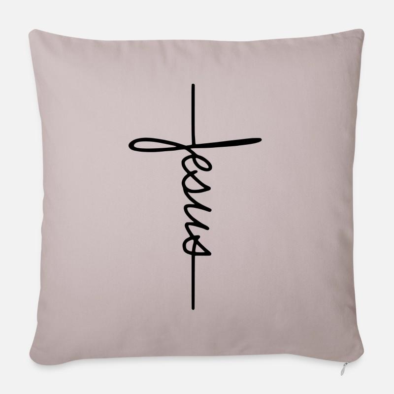 Jesus Cross / Jesus Kreuz - Sofakissenbezug 45 x 45 cm - helles Taupe