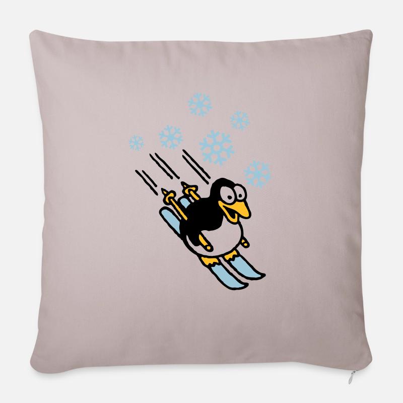 pinguin_ski_022011_h_3c - Sofakissenbezug 45 x 45 cm - helles Taupe