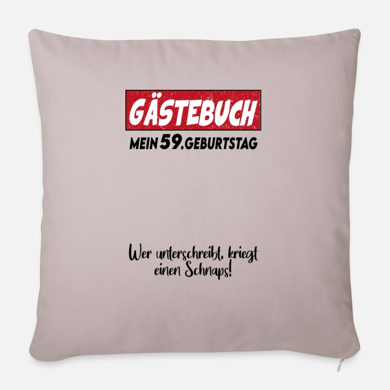 Geburtstag Gästebuch 59 Unterschrift Birthday - Sofakissenbezug 45 x 45 cm - helles Taupe