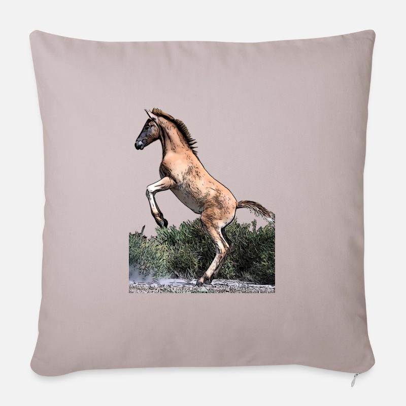 Jeune cheval - Housse de coussin décorative 45 x 45 cm - taupe clair