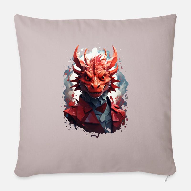 Drache - Sofakissenbezug 45 x 45 cm - helles Taupe