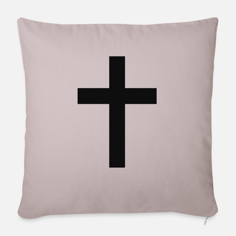 Croix Chrétienne - Housse de coussin décorative 45 x 45 cm - taupe clair