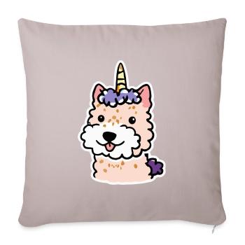 Unicorn Welsh Terrier Dog Gift Retro - Sofa pillowcase 17,3'' x 17,3'' (45 x 45 cm) - light taupe - Front