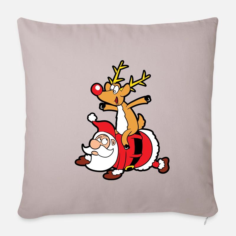 Weihnachten - Sofakissenbezug 45 x 45 cm - helles Taupe
