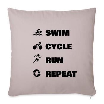 Triathlon - swim, cycle, run, repeat Training - Sofa pillowcase 17,3'' x 17,3'' (45 x 45 cm) - light taupe - Front