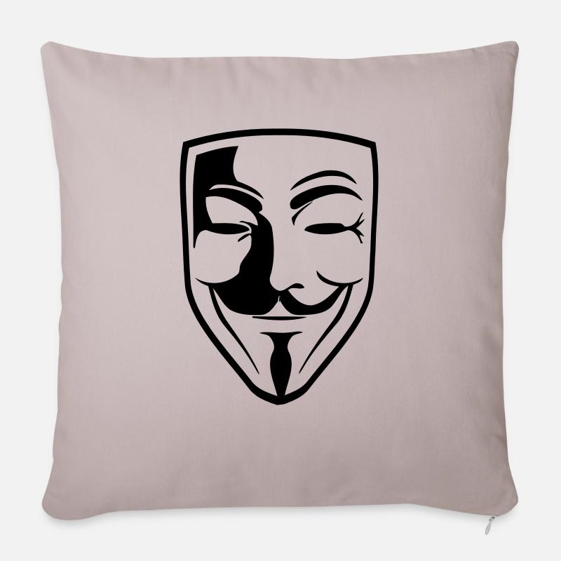 Masque Anonyme Guy Fawks - Housse de coussin décorative 45 x 45 cm - taupe clair