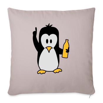 Betrunken Saufen Party Bier Pinguin - Sofakissenbezug 45 x 45 cm - helles Taupe - Vorne