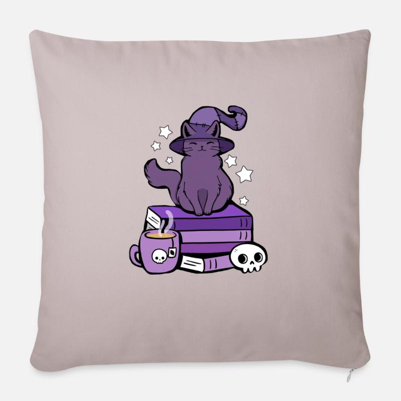 WITCH CAT - Sofakissenbezug 45 x 45 cm - helles Taupe