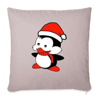 pingouin aime Noël - Housse de coussin décorative 45 x 45 cm - taupe clair - Devant