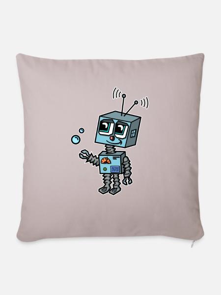 Humanoider Roboter Junge Kind aus der Zukunft - Sofakissenbezug 45 x 45 cm - helles Taupe