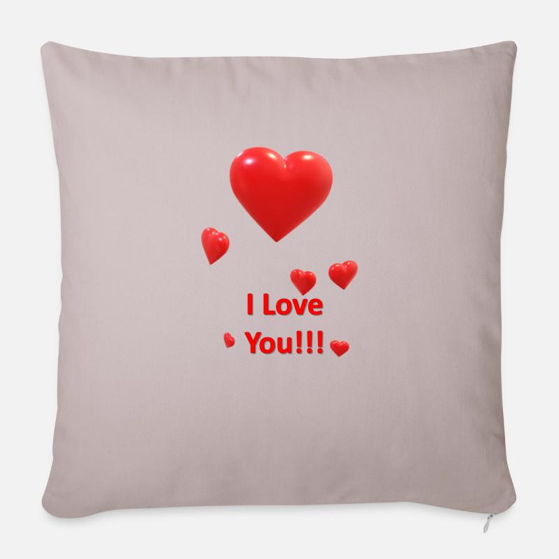 I Love you - Sofakissenbezug 45 x 45 cm - helles Taupe