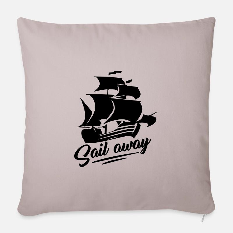 sail away - Segelschiff - Sailing - Sofakissenbezug 45 x 45 cm - helles Taupe