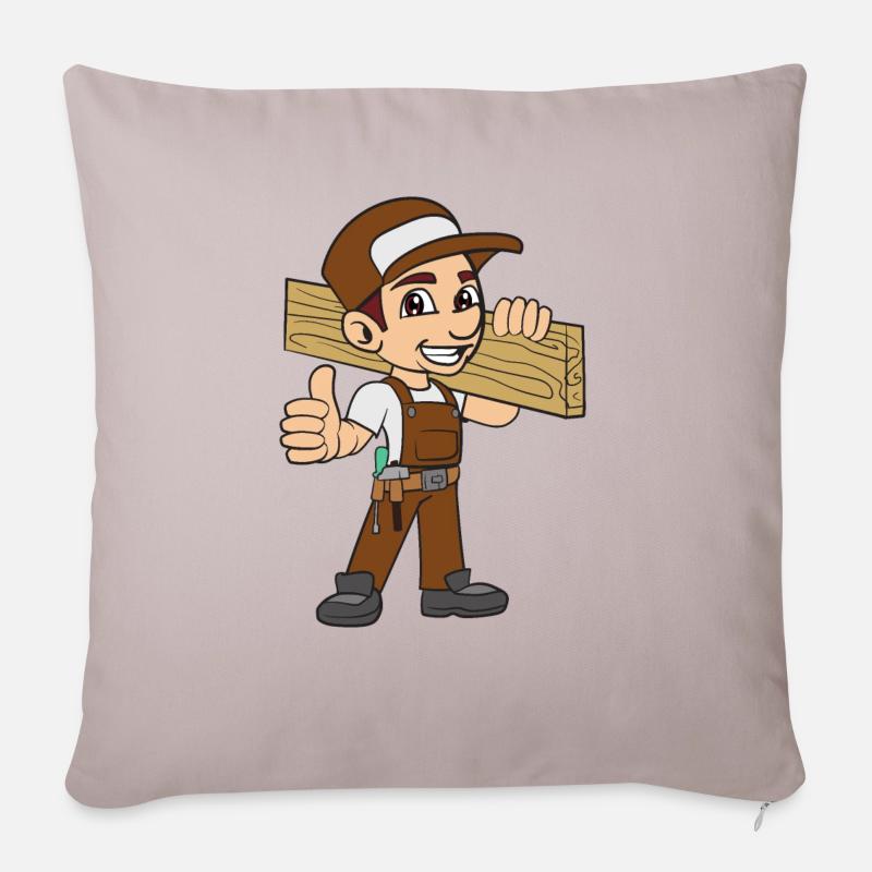 Menuisier charpentier - Housse de coussin décorative 45 x 45 cm - taupe clair