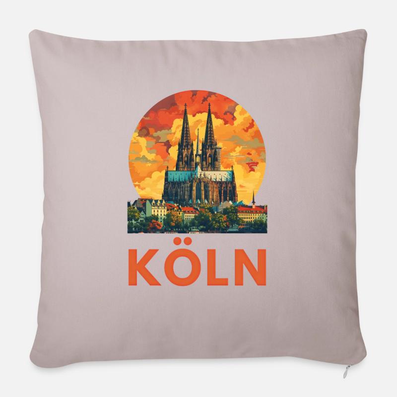 Köln "Kölner Dom" - Sofakissenbezug 45 x 45 cm - helles Taupe