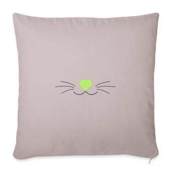 Cat whiskers, green and black, with heart - Sofa pillowcase 17,3'' x 17,3'' (45 x 45 cm) - light taupe - Front
