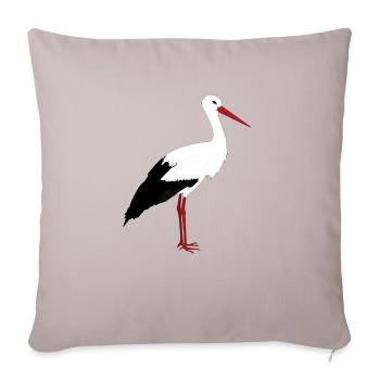 Storch steht - Sofakissenbezug 45 x 45 cm - helles Taupe - Vorne