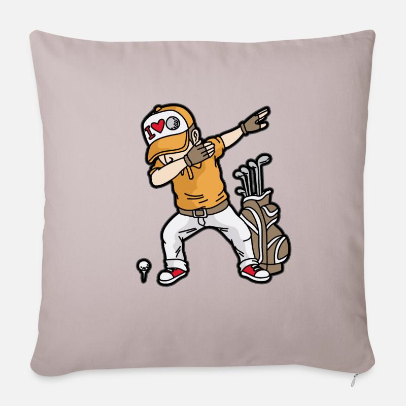 DABBING GOLFER Golf Spieler Minigolf Golfplatz - Sofakissenbezug 45 x 45 cm - helles Taupe
