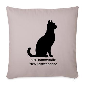 Schwarze Katze - 80 % Baumwolle 20 % Katzenhaare - Sofakissenbezug 45 x 45 cm - helles Taupe - Vorne