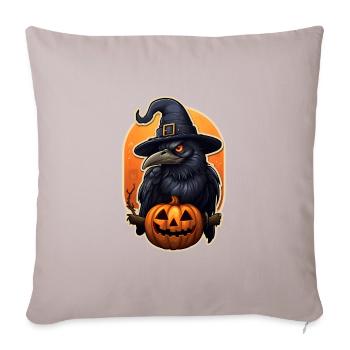 Krähe Rabe Halloween - Sofakissenbezug 45 x 45 cm - helles Taupe - Vorne