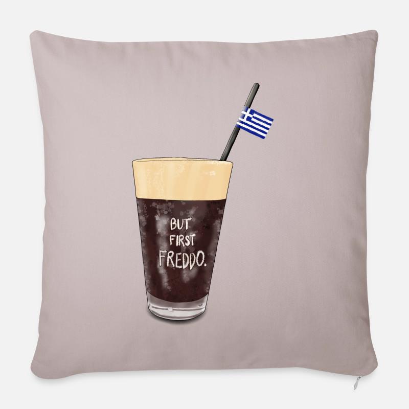 BUT FIRST FREDDO - Sofakissenbezug 45 x 45 cm - helles Taupe