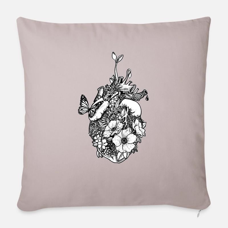 Coeur cultivé - Housse de coussin décorative 45 x 45 cm - taupe clair