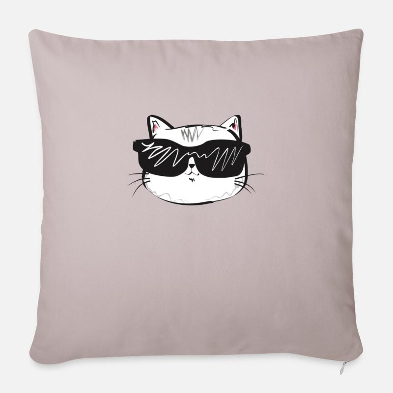 Coole Katze mit Sonnenbrille - Sofakissenbezug 45 x 45 cm - helles Taupe