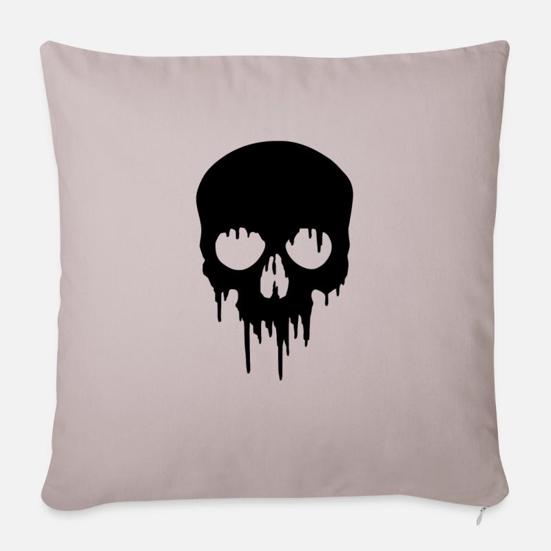 Black Skull dripping - Housse de coussin décorative 45 x 45 cm - taupe clair